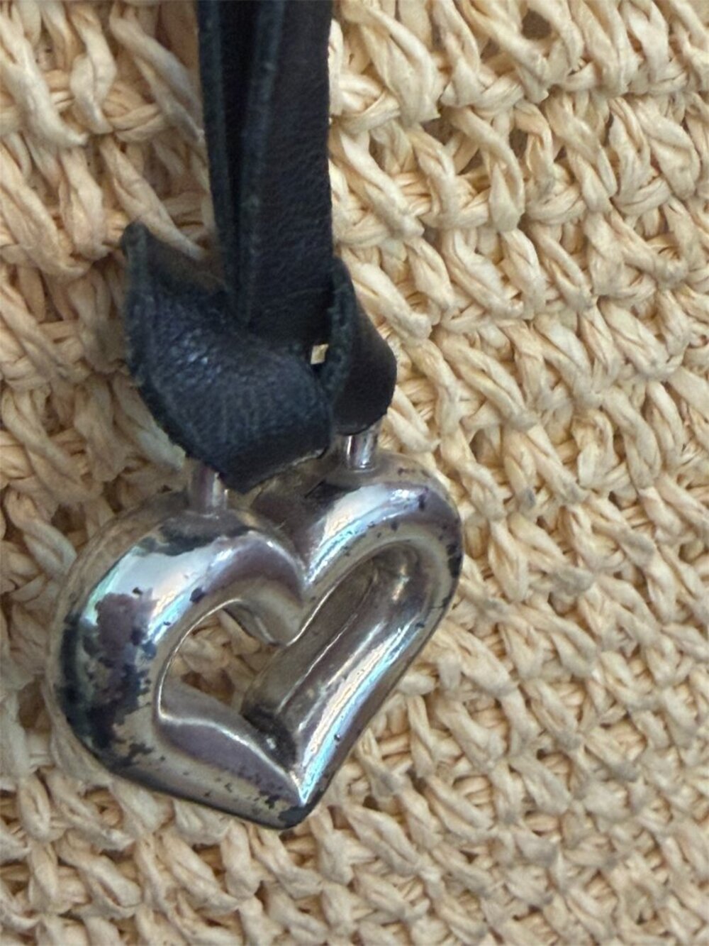 BRIGHTON STRAW TOTE WITH BLACK LEATHER TRIM - Picture 3 of 3
